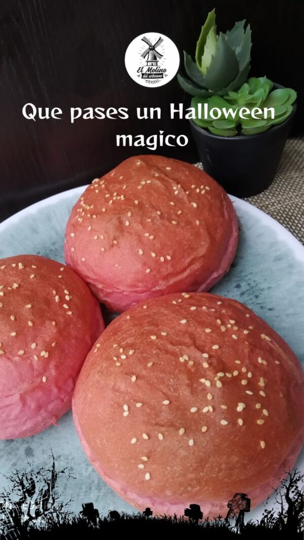 Pan de hamburguesa rojo halloween