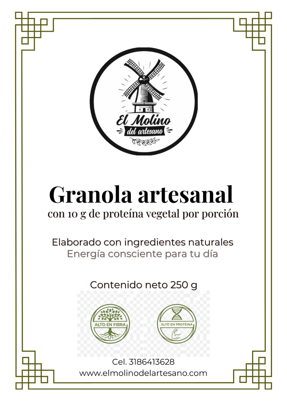Granola artesanal con proteína vegetal